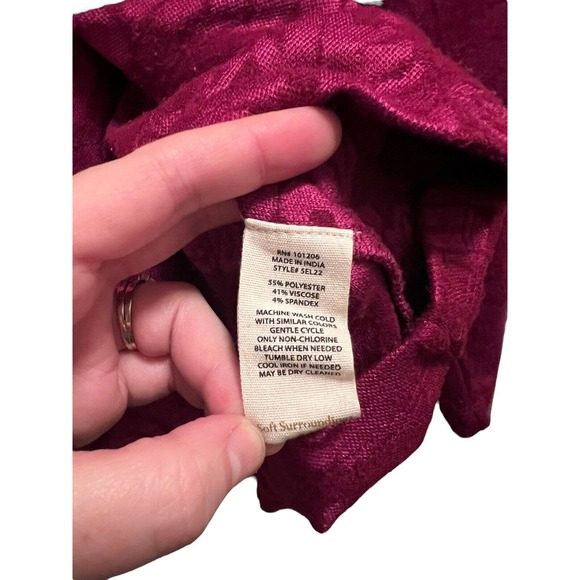 Soft Surroundings Pink Purple Jacquard Pullover Sweater Keyhole Back Shirt 2X - Picture 4 of 7